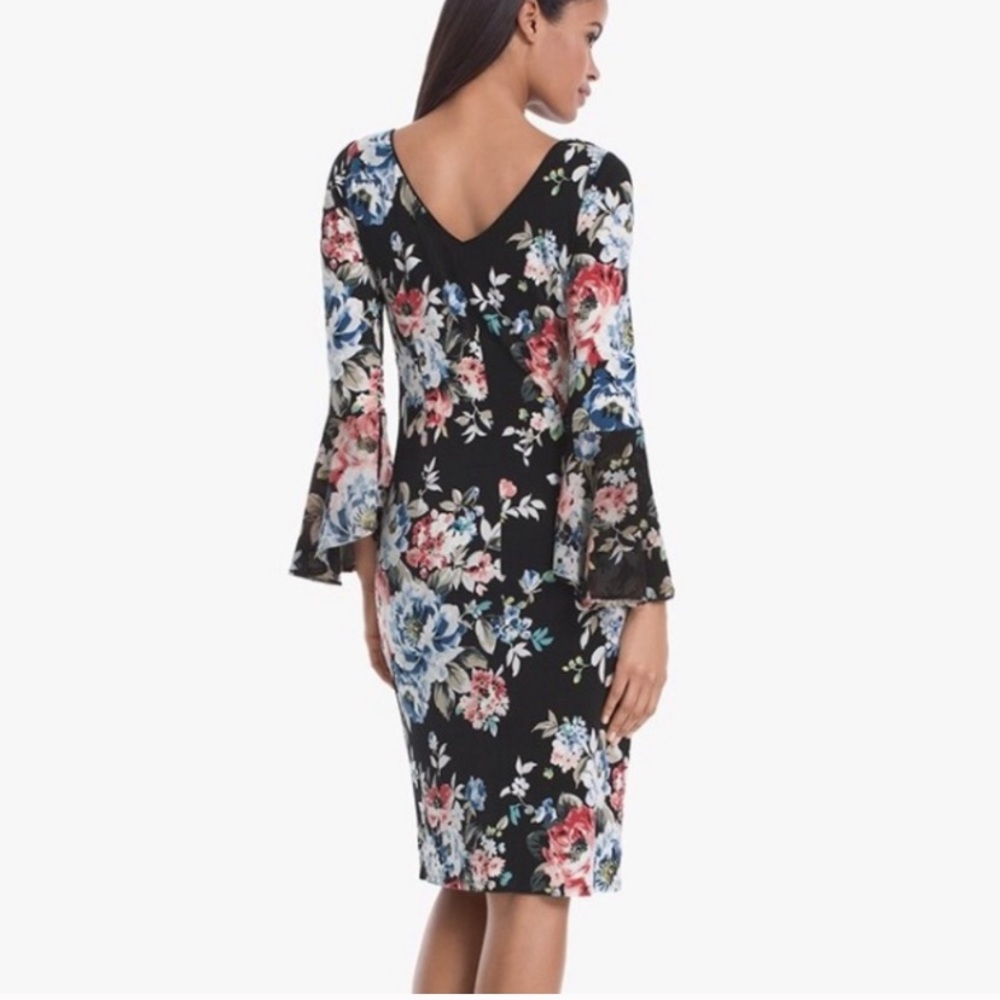 White House black market floral bell sleeve dress
